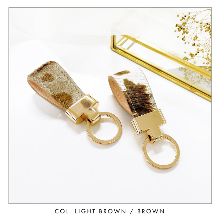 【Leo&Aoi公式ショップ】 大人の ハラコ風 スマートキーリング 本革 キーホルダー バッグチャーム 本革キーリング 牛革 レザー 鍵 カギ レディース 牛革 牛柄 アニマル柄 【安心の返品保証付き】