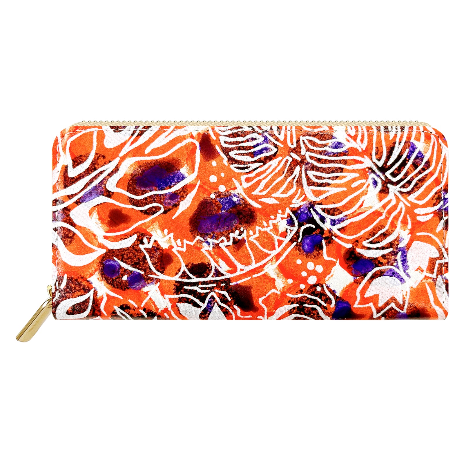 【Leo&Aoi公式ショップ】 ハワイアン柄 長財布 本革 財布 ラウンド型ファスナー レディース メンズ 大容量 カード収納【安心の返品保証付き】