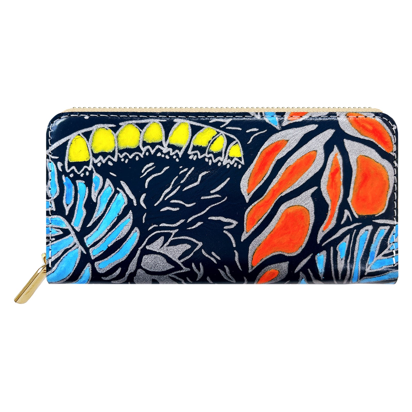 【Leo&Aoi公式ショップ】 ハワイアン柄 長財布 本革 財布 ラウンド型ファスナー レディース メンズ 大容量 カード収納【安心の返品保証付き】