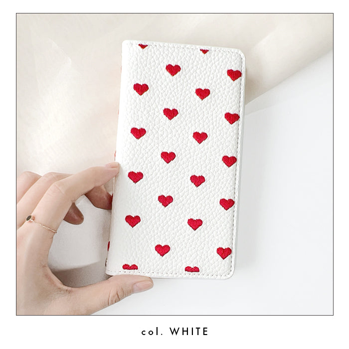 【Leo&Aoi公式ショップ】 iPhone14 ケース iPhone 14 カバー 手帳型 ハート刺繍 手帳型ケース アイフォン14 スマホケース 【安心の返品保証付き】