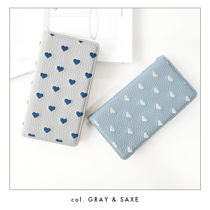 【Leo&Aoi公式ショップ】 iPhone15pro ケース iPhone 15 pro カバー 手帳型 ハート刺繍 手帳型ケース アイフォン15プロ スマホケース 【安心の返品保証付き】
