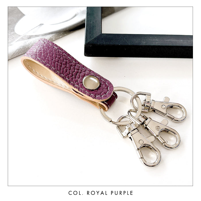 【Leo&Aoi公式ショップ】 ちょっとハイソな本革 型押し 3連 キーリング 本革 スナップボタン 本革キーリング 【安心の返品保証付き】