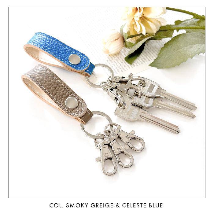 【Leo&Aoi公式ショップ】 ちょっとハイソな本革 型押し 3連 キーリング 本革 スナップボタン 本革キーリング 【安心の返品保証付き】