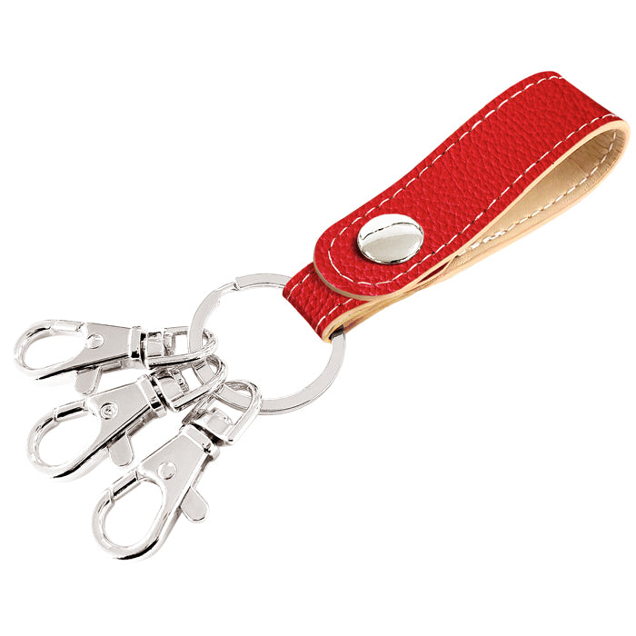 【Leo&Aoi公式ショップ】 ちょっとハイソな本革 型押し 3連 キーリング 本革 スナップボタン 本革キーリング 【安心の返品保証付き】