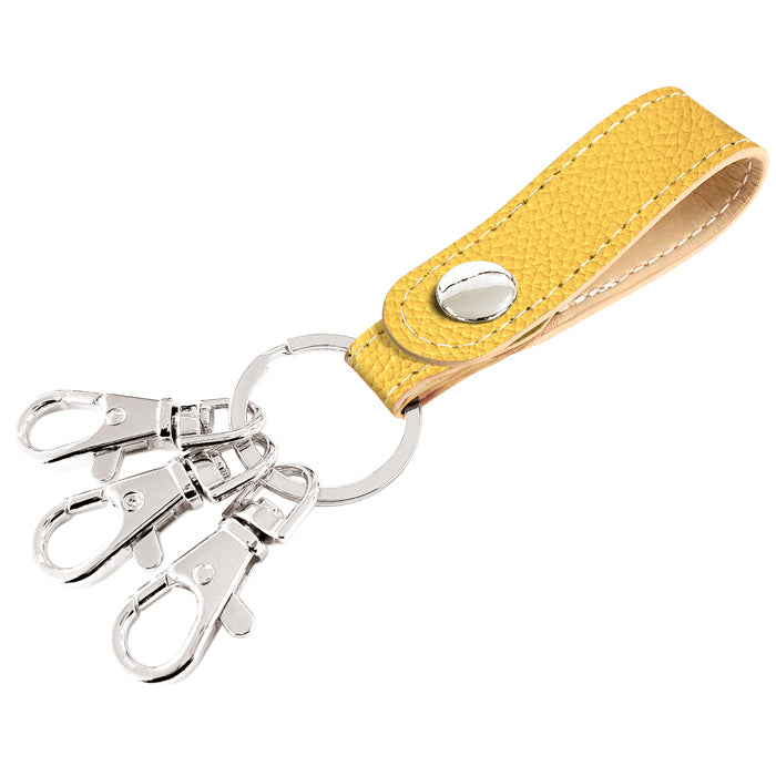 【Leo&Aoi公式ショップ】 ちょっとハイソな本革 型押し 3連 キーリング 本革 スナップボタン 本革キーリング 【安心の返品保証付き】