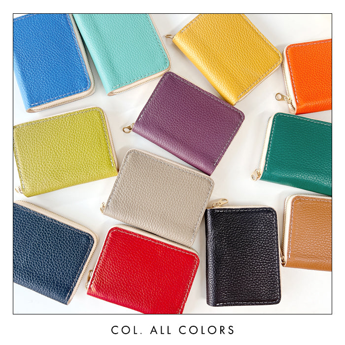 【Leo&Aoi公式ショップ】ちょっとハイソな本革 蛇腹 シンプル財布 本革 財布 メンズ レディース ラウンド型ファスナー ミニ財布 カード入れ 【安心の返品保証付き】