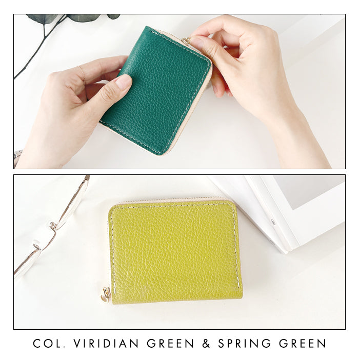 【Leo&Aoi公式ショップ】ちょっとハイソな本革 蛇腹 シンプル財布 本革 財布 メンズ レディース ラウンド型ファスナー ミニ財布 カード入れ 【安心の返品保証付き】