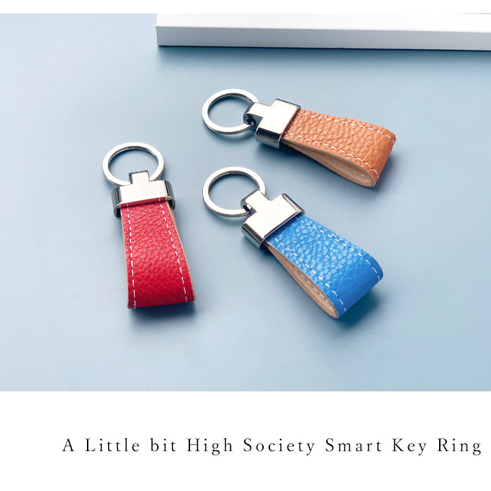 【Leo&Aoi公式ショップ】 ちょっとハイソな本革 スマートキーリング 本革 バッグチャーム キーホルダー 本革キーリング レザー 鍵 カギ レディース メンズ 男性 女性 牛革 型押し シンプル 【安心の返品保証付き】