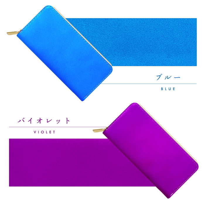 Leo&Aoi公式ショップ】 ネオンカラー 長財布 本革 財布 ラウンド型