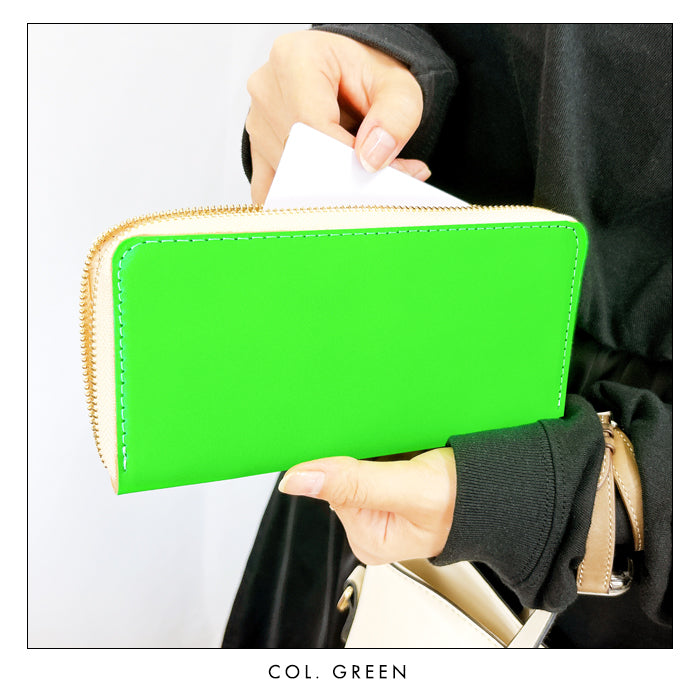 【Leo&Aoi公式ショップ】 ネオンカラー 長財布 本革 財布 ラウンド型ファスナー レディース メンズ 大容量 カード収納 蛍光カラー【安心の返品保証付き】