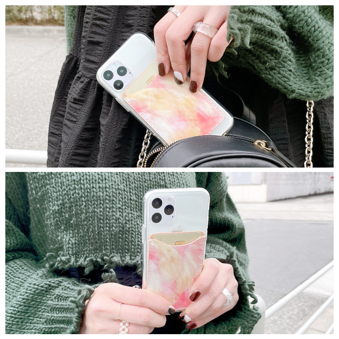 【Leo&Aoi公式ショップ】 イタリアンアート スマホ カードケース 本革 貼り付け 薄型 背面 カード収納 カードポケット 背面収納 レザー ポケット カード入れ スリム ICカード 定期入れ シール 水彩画風 エナメル CARD POCKET 【安心の返品保証付き】
