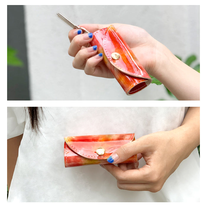 イタリアンアート キーケース 4連 本革 レディース スマートキー 三つ折り 牛革 レザー 鍵入れ 鍵 カギ 収納 スリム コンパクト キーホルダー 4連キーケース エナメル加工 日本製