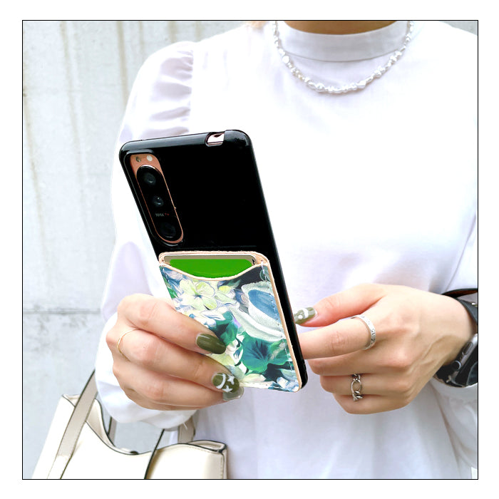 【Leo&Aoi公式ショップ】 イタリア製フラワー カードケース 本革 スマホ カード収納 貼り付け 背面 薄型 カードポケット 背面収納 レザー ポケット カード入れ スリム ICカード 定期入れ シール CARD POCKET 花 レディース イタリアンレザー 【安心の返品保証付き】