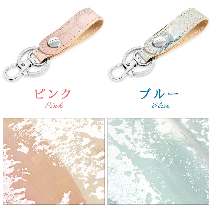 【Leo&Aoi公式ショップ】 本革 イタリア製 ペイント キーリング スナップボタン キーホルダー バッグチャーム 【安心の返品保証付き】