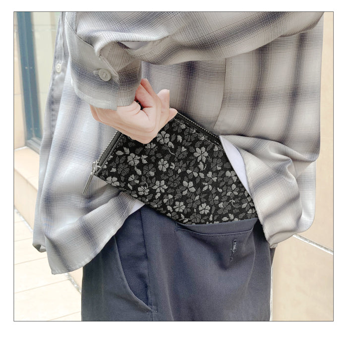 【Leo&Aoi公式ショップ】 ジャガード デニム ラウンド長財布 財布 長財布 ラウンドファスナー サイフ さいふ ウォレット デニム長財布 デニム財布 カード収納 ジャガードデニム 長サイフ ロングウォレット 小銭入れ シック おしゃれ メンズ レディース ハンドメイド 【安心の返品保証付き】