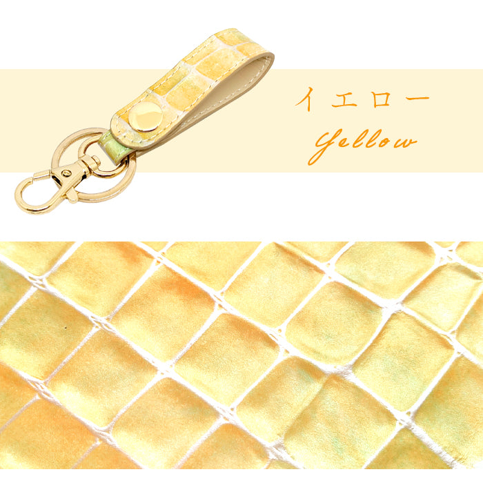 【Leo&Aoi公式ショップ】 本革 キーリング キーホルダー スナップボタン バッグチャーム 型押し ジャパニーズアート