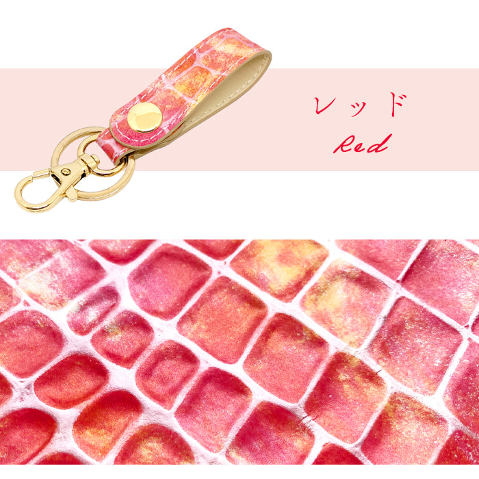 【Leo&Aoi公式ショップ】 本革 キーリング キーホルダー スナップボタン バッグチャーム 型押し ジャパニーズアート