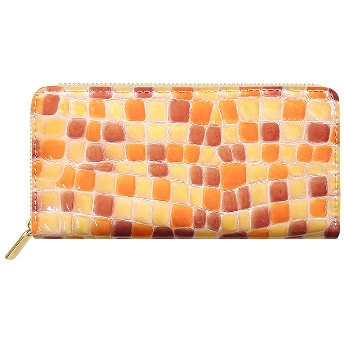 【Leo&Aoi公式ショップ】 ちょっと上品なステンドグラス 蛇腹 カードポケット付き 長財布 本革 ラウンド型ファスナー 財布 レディース 大容量 【安心の返品保証付き】