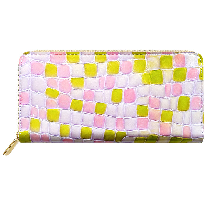 【Leo&Aoi公式ショップ】 ちょっと上品なステンドグラス 蛇腹 カードポケット付き 長財布 本革 ラウンド型ファスナー 財布 レディース 大容量 【安心の返品保証付き】