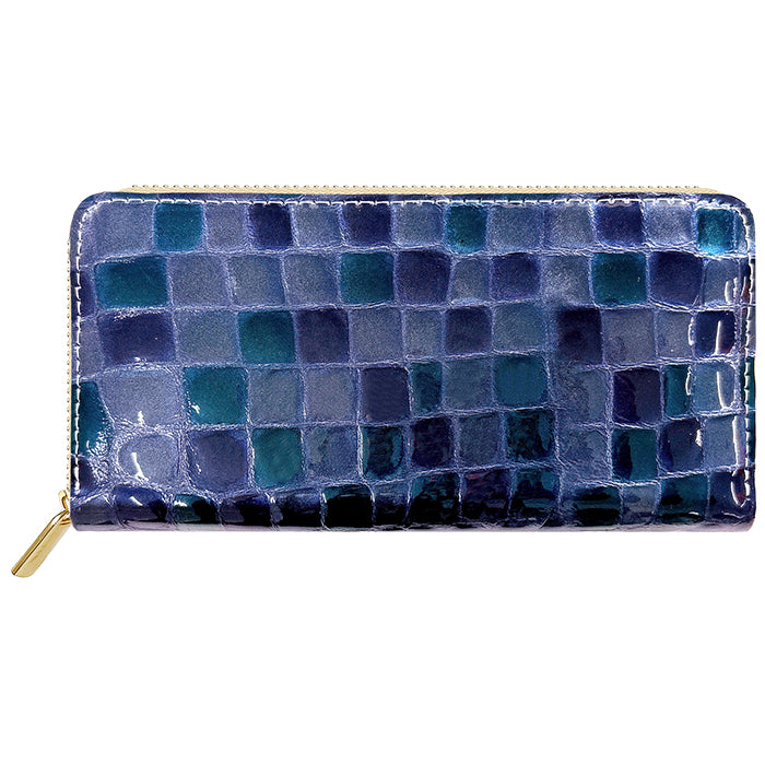 【Leo&Aoi公式ショップ】 ちょっと上品なステンドグラス 蛇腹 カードポケット付き 長財布 本革 ラウンド型ファスナー 財布 レディース 大容量 【安心の返品保証付き】