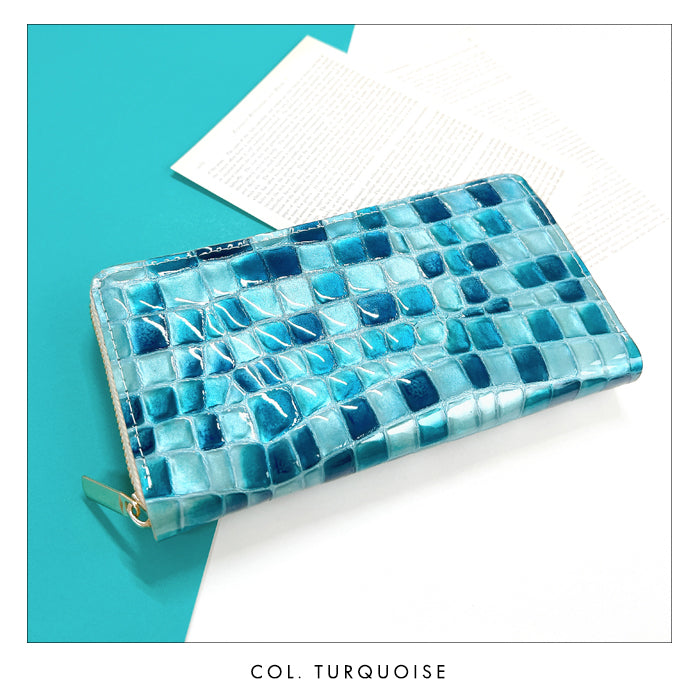 【Leo&Aoi公式ショップ】 ちょっと上品なステンドグラス 蛇腹 カードポケット付き 長財布 本革 ラウンド型ファスナー 財布 レディース 大容量 【安心の返品保証付き】