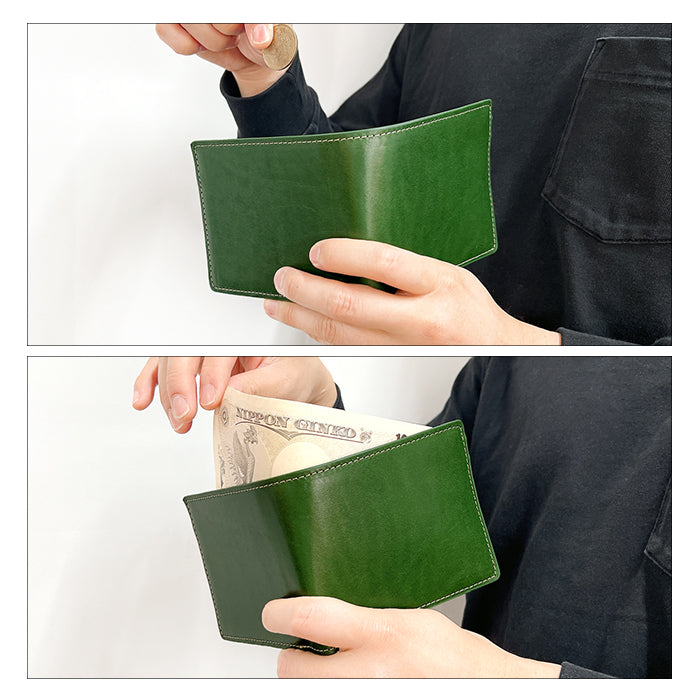 【Leo&Aoi公式ショップ】本革 上品な紳士レザー二つ折り財布 メンズ カード収納 小銭入れ コインケース付き サイフ ウォレット 薄型 コンパクト WM-D1-07 【安心の返品保証付き】