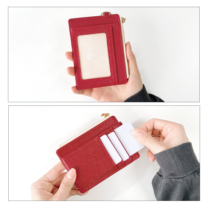 【Leo&Aoi公式ショップ】 本革 上品な型押し 財布付き パスケース 定期入れ 小銭入れ カードケース 薄型 多機能 メンズ レディース PC2-P1-04 【安心の返品保証付き】