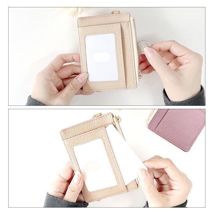 【Leo&Aoi公式ショップ】 本革 パステル 上品な型押し 財布付き パスケース 定期入れ 小銭入れ カードケース 薄型 パステルカラー レディース PC1-P1-04 【安心の返品保証付き】