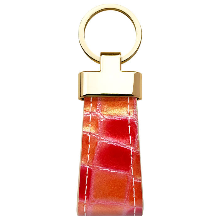 【Leo&Aoi公式ショップ】 ちょっと上品な ステンドグラス スマートキーリング 本革 キーホルダー バッグチャーム 本革キーリング 牛革 レザー 鍵 カギ レディース エナメル 型押し 【安心の返品保証付き】