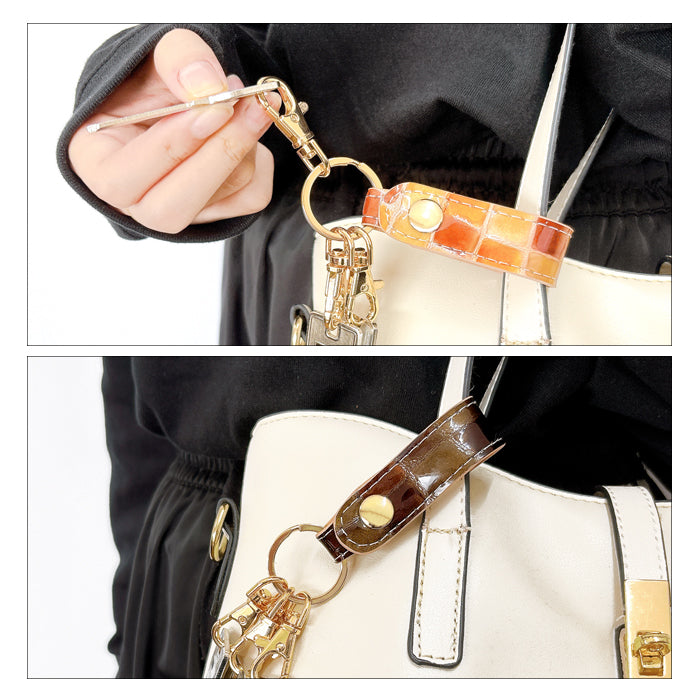 【Leo&Aoi公式ショップ】 ちょっと上品な ステンドグラス 3連 キーリング 本革 スナップボタン 本革キーリング 【安心の返品保証付き】