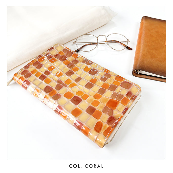 【Leo&Aoi公式ショップ】本革 上品なステンドグラス マルチケース 通帳ケース パスポートケース 母子手帳ケース 大容量 スリム設計 ファスナー付き メンズ レディース おしゃれ ハンドメイド 【安心の返品保証付き】