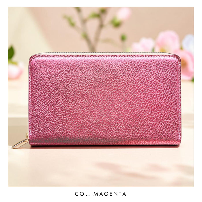 【Leo&Aoi公式ショップ】 型押し グリッター マルチケース 長財布 本革 通帳ケース パスポートケース 母子手帳ケース 大容量 スリム設計 ファスナー付き メンズ レディース おしゃれ 【安心の返品保証付き】