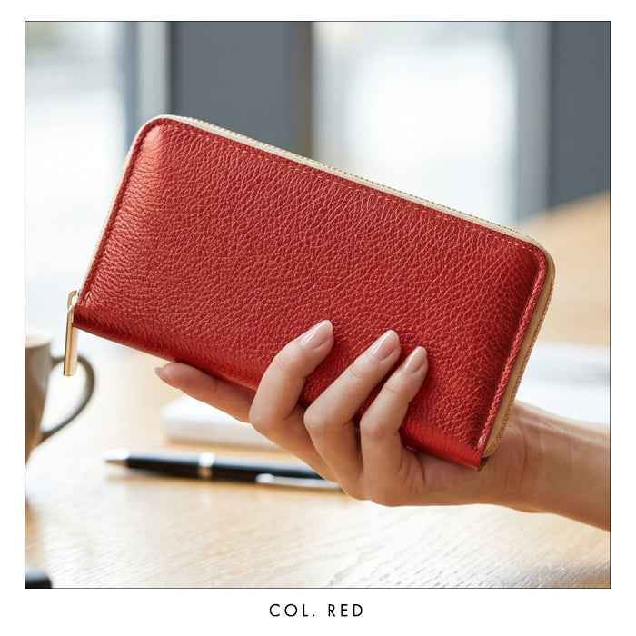 【Leo&Aoi公式ショップ】 長財布 本革 型押しグリッター ラウンド型長財布 本革 財布 カード収納 光沢 レディース 【安心の返品保証付き】