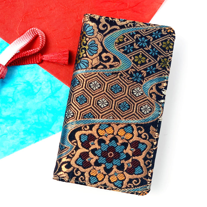 【Leo&Aoi公式ショップ】 らくらくスマートフォン me F-03K ケース カバー 西陣織 着物 月影 手帳型ケース f03k らくらく スマホ スマホケース 【安心の返品保証付き】