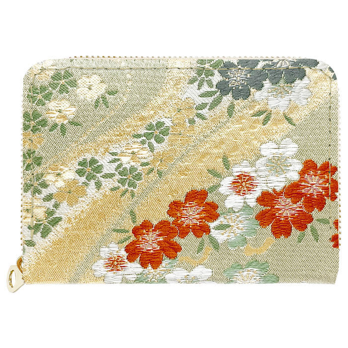 【Leo&Aoi公式ショップ】 西陣織 極 ミニ財布 財布 金襴 ミニウォレット コンパクト ラウンドファスナー サイフ さいふ ウォレット 小さい財布 カード収納 ラウンド財布 ミニサイフ 和風 和柄 和 豪華 織物 鳳凰 桜 櫻 宝尽くし 華文 花文 流水 ハンドメイド