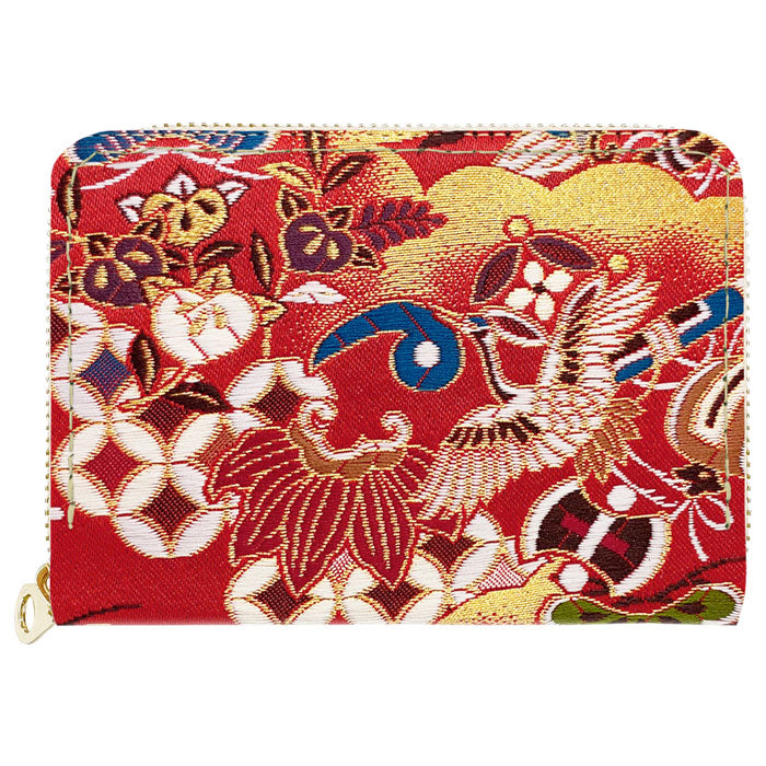 【Leo&Aoi公式ショップ】 西陣織 極 ミニ財布 財布 金襴 ミニウォレット コンパクト ラウンドファスナー サイフ さいふ ウォレット 小さい財布 カード収納 ラウンド財布 ミニサイフ 和風 和柄 和 豪華 織物 鳳凰 桜 櫻 宝尽くし 華文 花文 流水 ハンドメイド