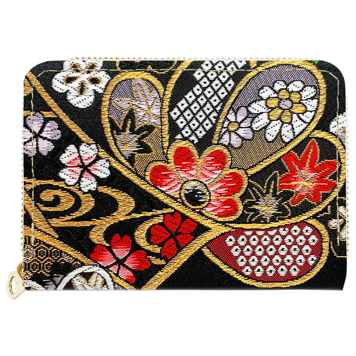【Leo&Aoi公式ショップ】 西陣織 極 ミニ財布 財布 金襴 ミニウォレット コンパクト ラウンドファスナー サイフ さいふ ウォレット 小さい財布 カード収納 ラウンド財布 ミニサイフ 和風 和柄 和 豪華 織物 鳳凰 桜 櫻 宝尽くし 華文 花文 流水 ハンドメイド