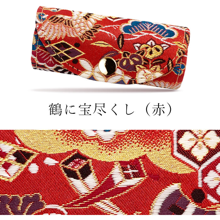 【Leo&Aoi公式ショップ】 西陣織 極 キーケース 4連 レディース スマートキー 三つ折り 鍵入れ 鍵 カギ 収納 スリム コンパクト キーホルダー 4連キーケース 金襴 高級 華やか 着物 和柄 和風 日本製 雲取文 花丸文 流水のし文 【安心の返品保証付き】