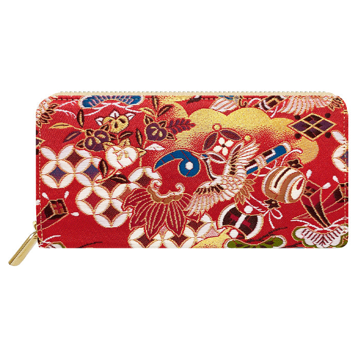 【Leo&Aoi公式ショップ】 西陣織 極 長財布 金襴 ラウンドファスナー 財布 カード収納 サイフ さいふ ウォレット ラウンド長財布 ラウンド財布 長サイフ 和風 和柄 和 豪華 織物 鳳凰 桜 櫻 宝尽くし 華文 花文 流水 レディース 女性 ハンドメイド【安心の返品保証付き】
