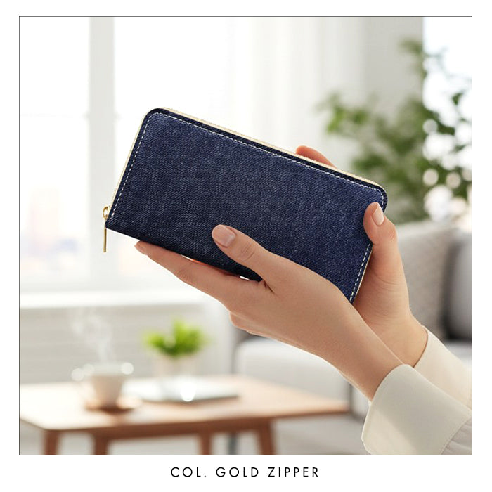 【Leo&Aoi公式ショップ】 児島デニム スリム 長財布 レディース メンズ カード収納 財布 さいふ ウォレット ラウンド型財布 岡山 デニム 【安心の返品保証付き】