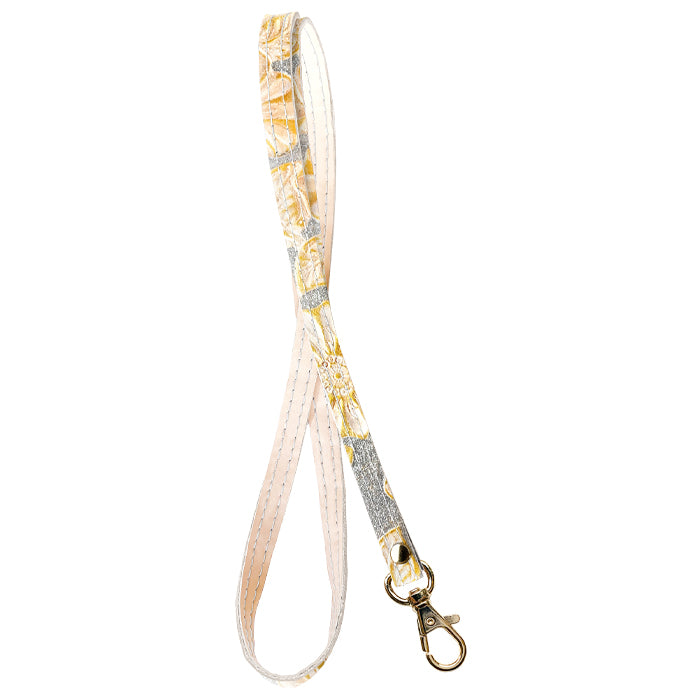 【Leo&Aoi公式ショップ】 ラメフラワー 型押し ネック ストラップ ロングストラップ 本革 ネックストラップ 首掛け 落下防止 ネックホルダー IDカードホルダー IDケース パスケース スマホ スマートフォン ナスカン 牛革 花 花柄 【安心の返品保証付き】