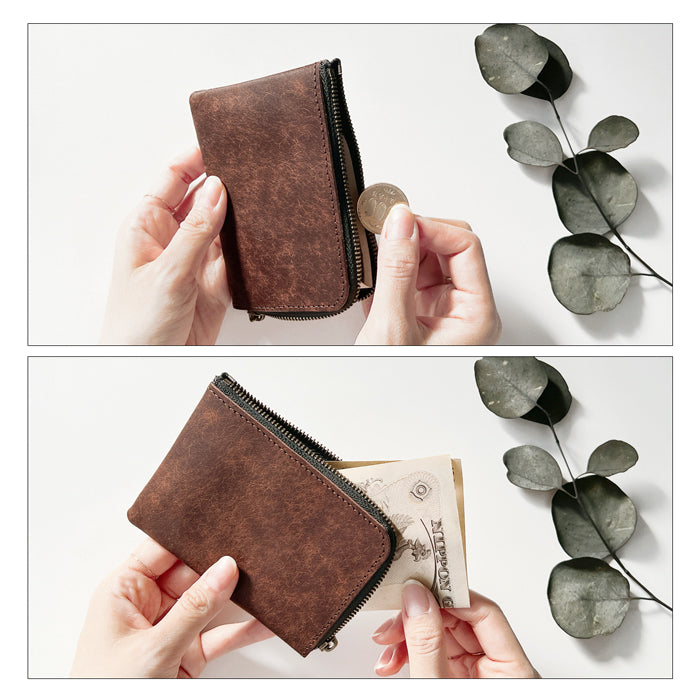【Leo&Aoi公式ショップ】本革 レザリア L字ジッパー財布 レディース メンズ カード収納 小銭入れ サイフ ウォレット 革 レザー 牛革 WM-L1-02 【安心の返品保証付き】