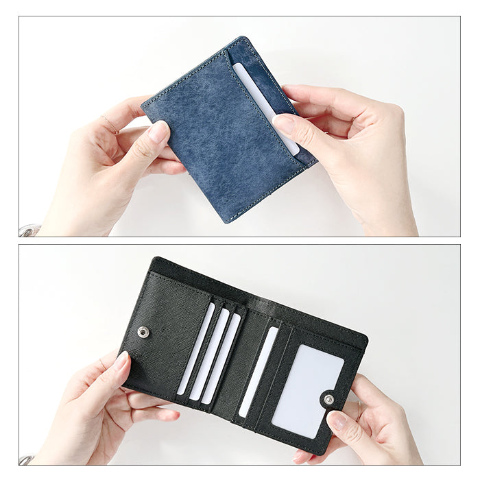 【Leo&Aoi公式ショップ】本革 レザリア スリム二つ折り財布 メンズ レディース カード収納 小銭入れ コインケース付き サイフ ウォレット 薄型 コンパクト WM-D3-02【安心の返品保証付き】