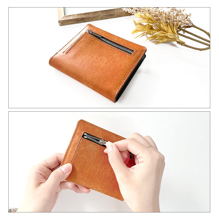 【Leo&Aoi公式ショップ】本革 レザリア スリム二つ折り財布 メンズ レディース カード収納 小銭入れ コインケース付き サイフ ウォレット 薄型 コンパクト WM-D3-02【安心の返品保証付き】