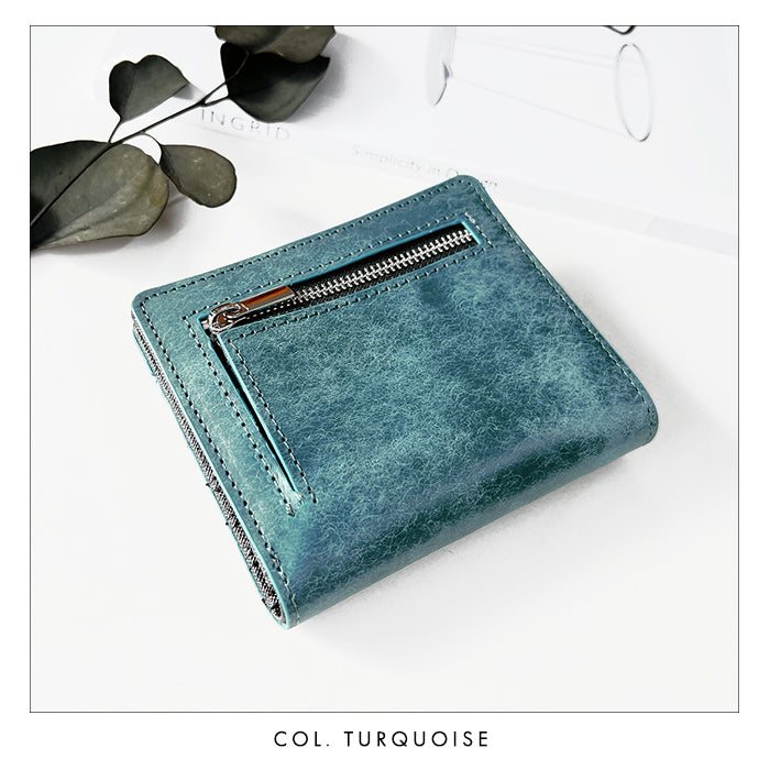 【Leo&Aoi公式ショップ】本革 レザリア スリム二つ折り財布 メンズ レディース カード収納 小銭入れ コインケース付き サイフ ウォレット 薄型 コンパクト WM-D3-02【安心の返品保証付き】