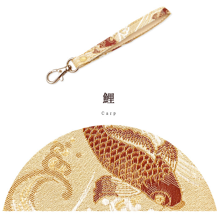 【Leo&Aoi公式ショップ】 西陣織 松 ナスカン付き ストラップ マルチストラップ 携帯ストラップ 携帯 スマホ キーホルダー パスケース 定期入れ リストストラップ 手帳型 スマホケース 落下防止 レディース 金襴 和柄 和風 高級 華やか 着物 【安心の返品保証付き】