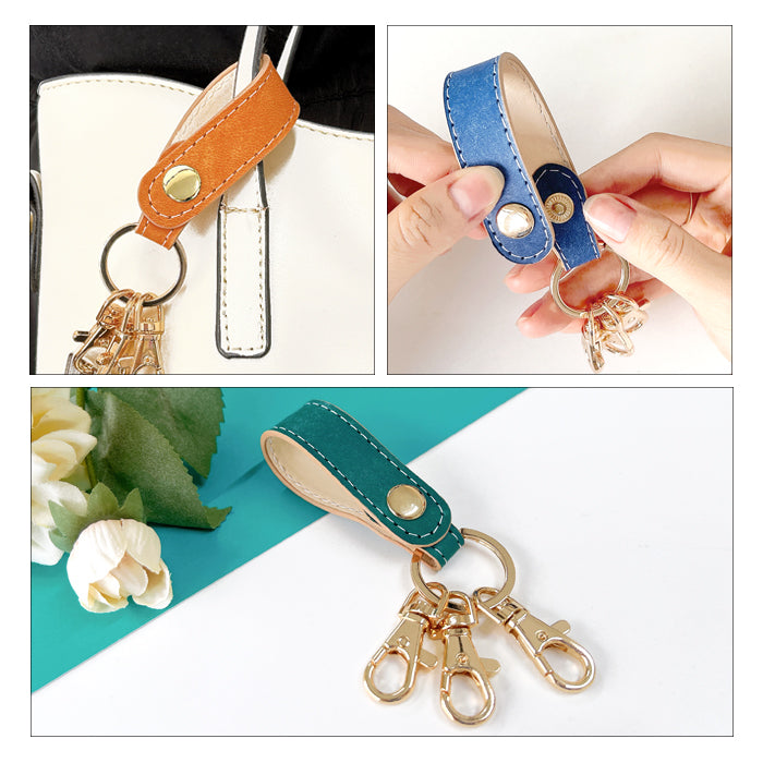 【Leo&Aoi公式ショップ】 イタリア製 マヤベリー 3連 キーリング 本革 スナップボタン イタリアンレザー キーホルダー ナスカン 【安心の返品保証付き】