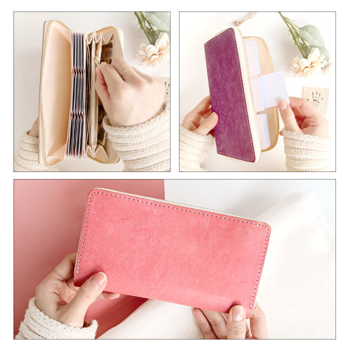 【Leo&Aoi公式ショップ】 イタリア製 マヤベリー 蛇腹 カードポケット付き 長財布 本革 ラウンド型ファスナー 財布 レディース 大容量 【安心の返品保証付き】