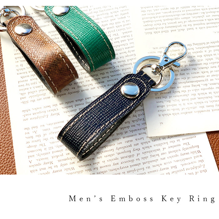 【Leo&Aoi公式ショップ】 本革 男の型押し キーリング スナップボタン キーホルダー バッグチャーム キーフック