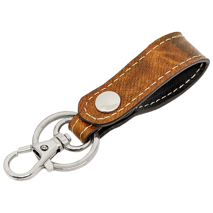 【Leo&Aoi公式ショップ】 本革 男の型押し キーリング スナップボタン キーホルダー バッグチャーム キーフック